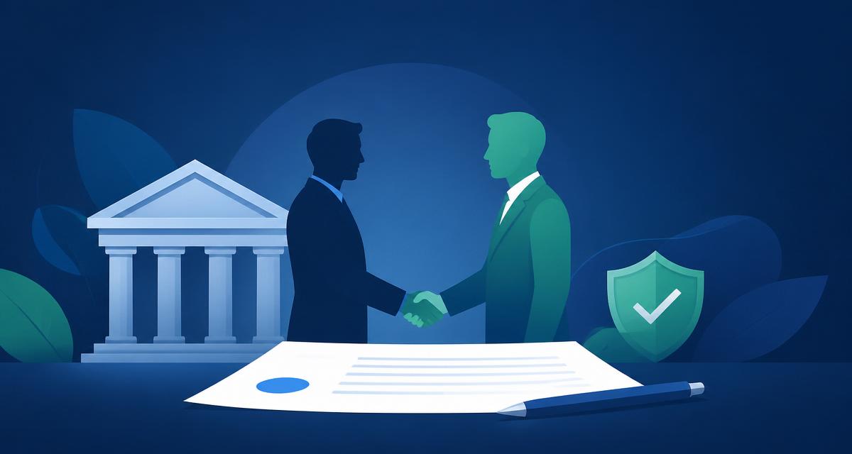 Aperto de mãos entre duas silhuetas sobre um contrato